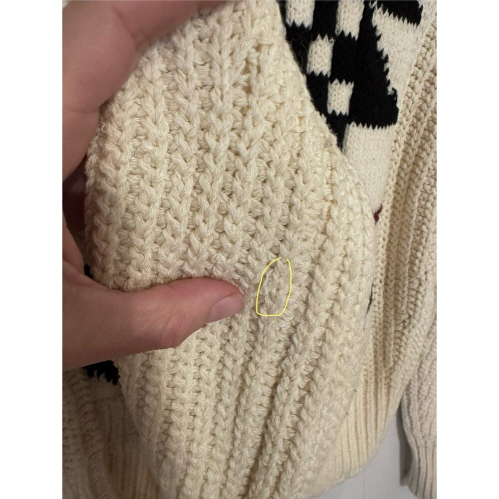 Vintage Isabel Marant Geometric Cream Wool Blend Crop Sweater Size 34/US 2 - Picture 12 of 16
